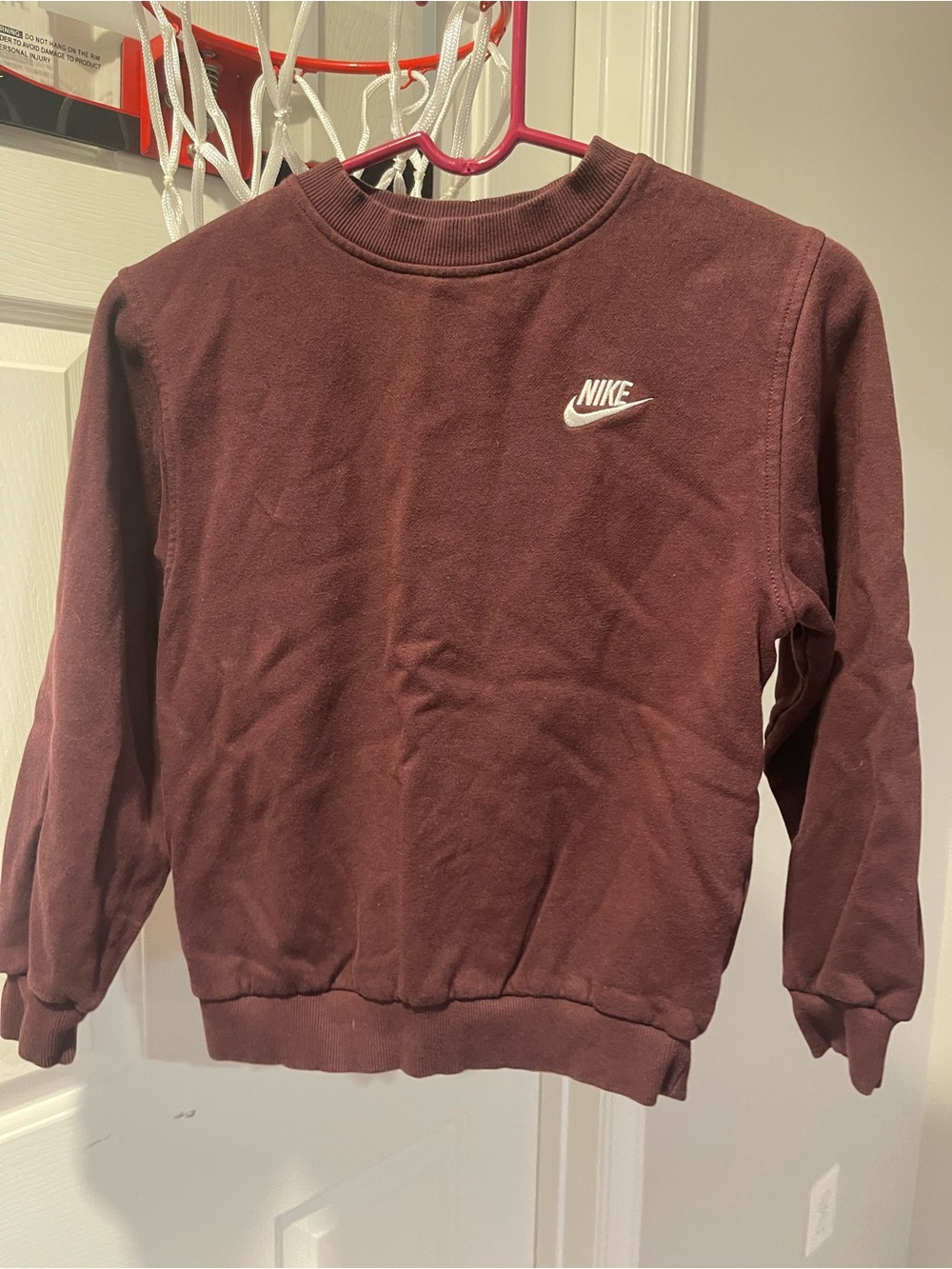 Nike Maroon Crewneck Sweatshirt with White Nike Logo